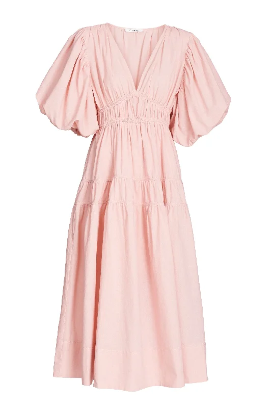 Amalie Midi Dress In Blush Pink Cotton