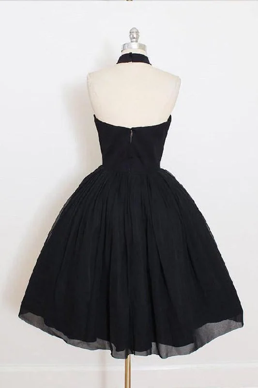 Black Halter Simple Short Homecoming/Party Dresses PD106