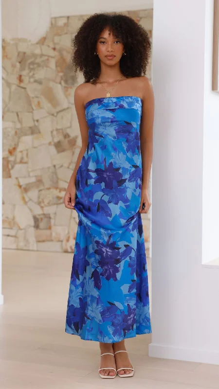 Miya Maxi Dress - Blue Floral