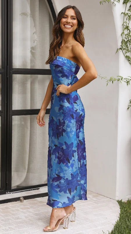 Miya Maxi Dress - Blue Floral