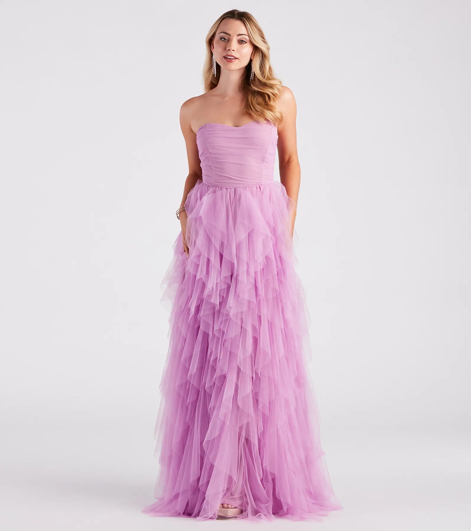 Special Offer – Act Fast!Ariana Strapless Ruffled Mesh Formal Dress
