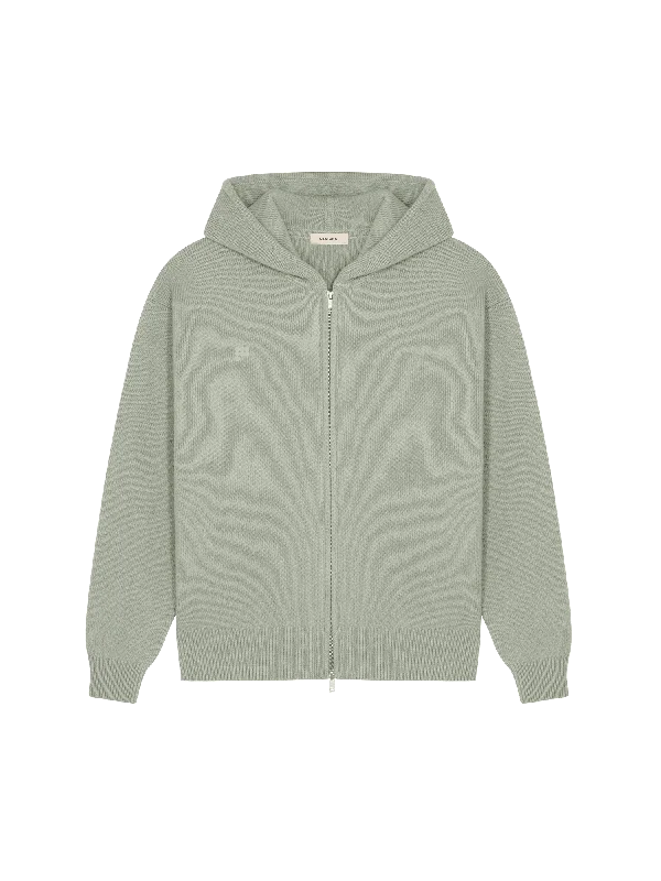 Massive Price Cuts!Mens DNA Recycled Cashmere Zipped Hoodie—moss green