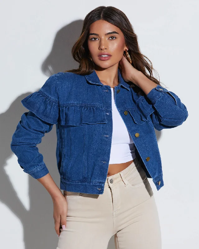 Limited Deals, Unlimited Savings!Perez Denim Ruffle Jacket