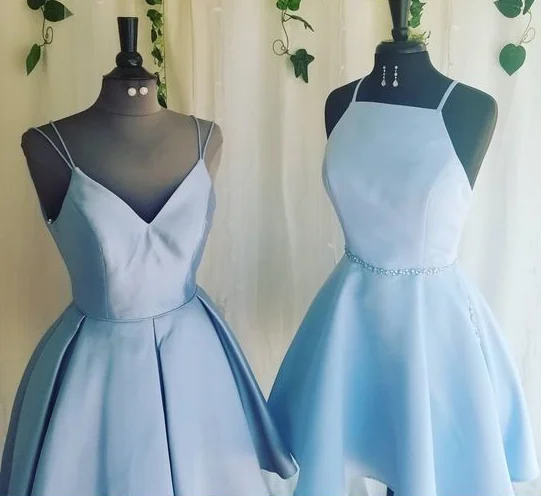 Hottest Discounts of the Year!A Line V Neck Light Sky Blue Short Homecoming Dress With Pleats cg3432