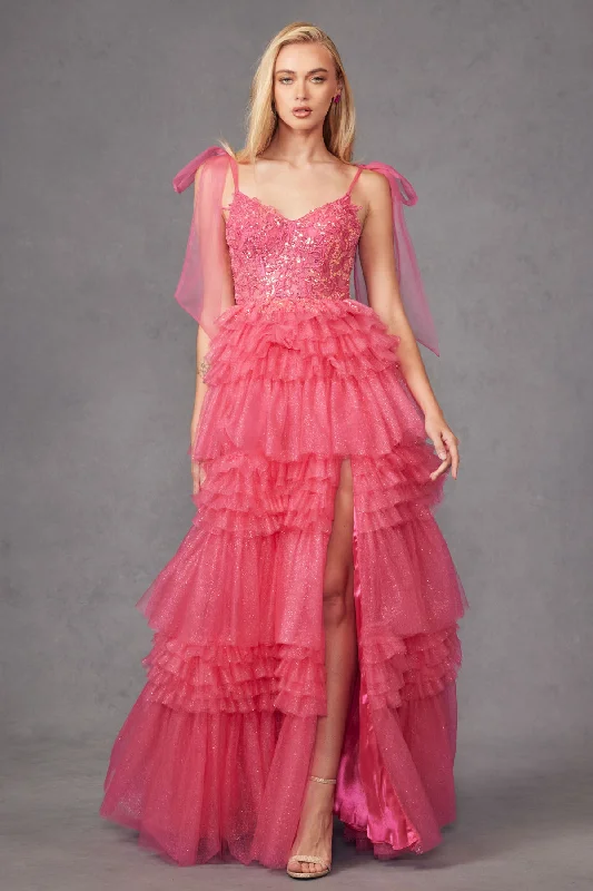 Enjoy Huge Discounts Now!Juliet JT2465A Long Ruffle Skirt Formal Prom Gown