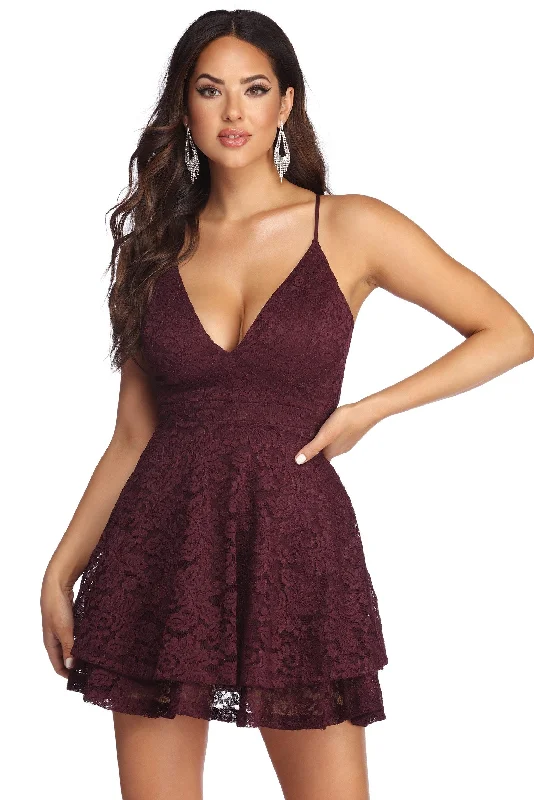 Save More Than Ever!Lace Appeal Layered Skater Dress