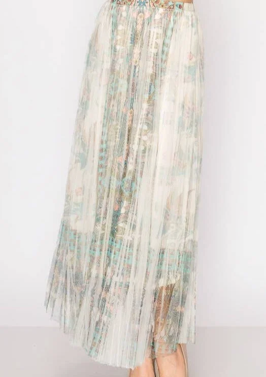 Huge Savings – Act Now!Lined Mesh Long Skirt 610 BG-TURQ