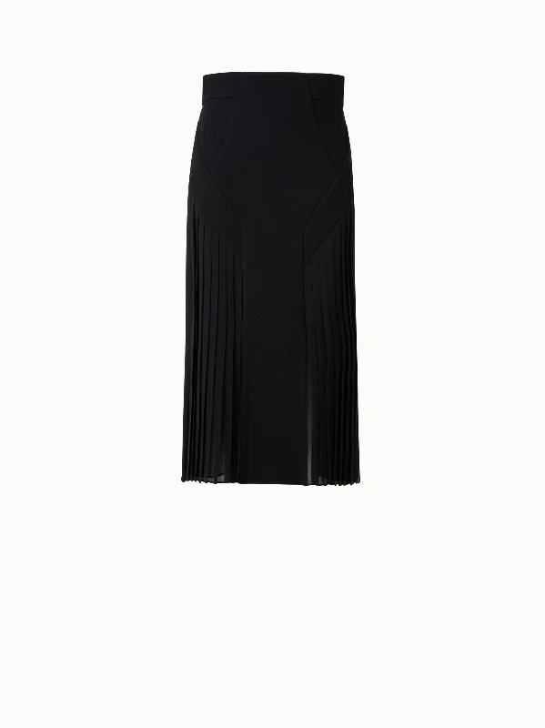 Save Like Never Before!Pencil Skirt in Wool Double-Face with Plisse Insets