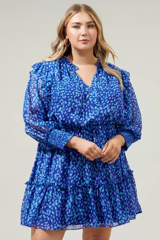 Your Shopping Spree Starts Here!Madeira Abstract Idra Ruffle Chiffon Dress Curve